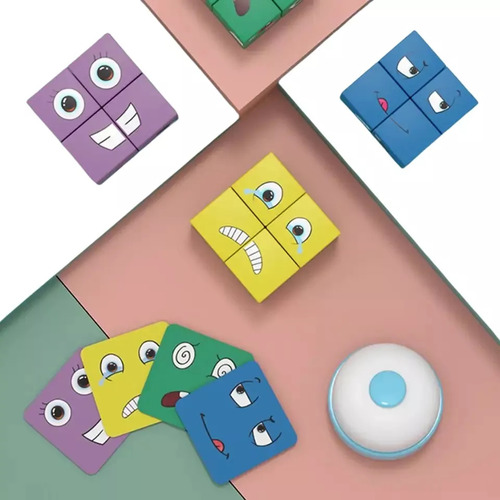 Juego De Expresión Cubo Cambia De Cara Puzzle + Campana