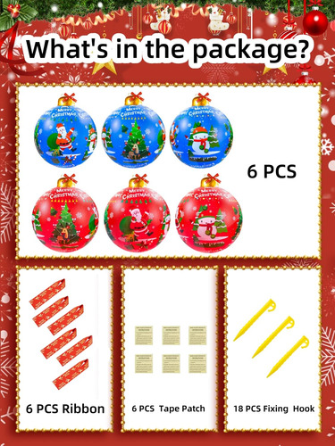 Bolas De Navidad Inflables De 60 Cm Con Cintas Decorativas