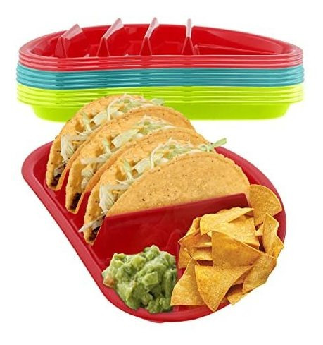 Plato Fiesta Taco, 12 Pack - 3 Soportes Para Tacos Y 2