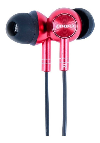 Auriculares Aiwa Aw-f1, Ergonómicos Con Cable Y Micrófono, Color Rojo
