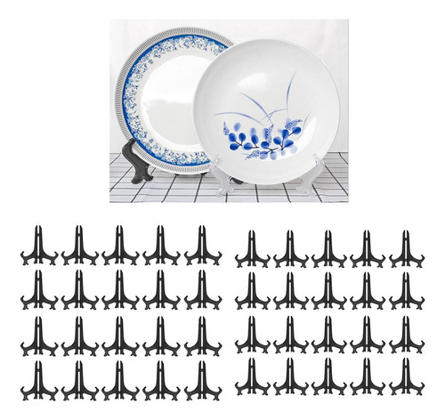 40x 5 And 6 Black Picture Plate Holder Plastic Display