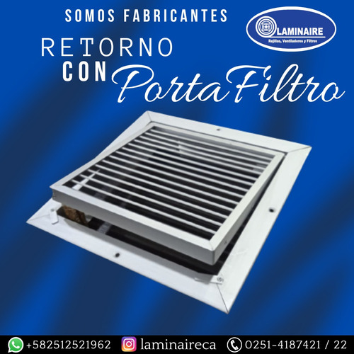 Rejilla De Retorno Con Portafiltro Para Aire De Aluminio