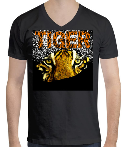 Playera Tiger - Tigre Mirada - Animal - Moda - Cuello V