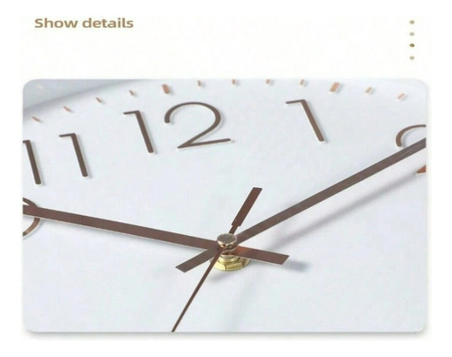 Reloj De Pared Moderno Cuarzo 30cm Analogico Salon Comedor Blanco Números Dorados