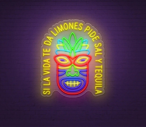 Letrero Led Neon Tequila Bar Tragos 100*83 Luminoso