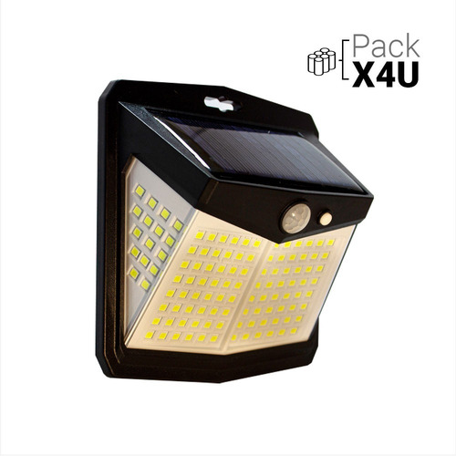 Imagen 2 de 7 de Proyector Solar Sensor Movimiento 128-leds Exterior Pack X 4