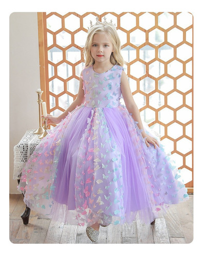 Vestido De Tul Para Niñas Con Diseño De Mariposas