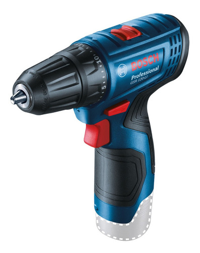 Taladro atornillador inalámbrico de 10mm Bosch GSR 120-LI 12V + 1 batería de 2Ah + accesorio con maletín de transporte 127V/220V