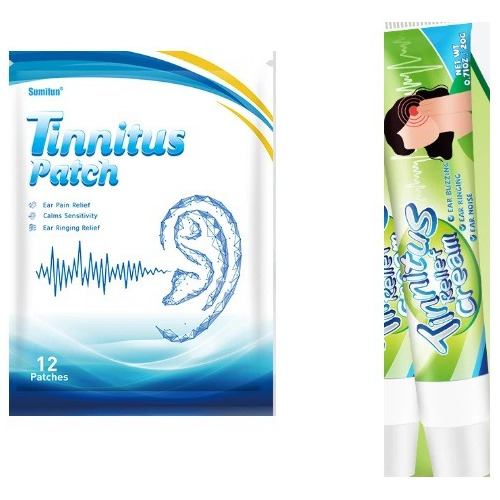 Pack Crema Y 12 Parches Tinnitus, Dolor Oído Herbal, Zumbido