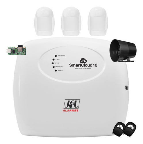 Kit Alarme Jfl Smart Cloud 18 Modulo Ethernet E Sensores Jfl