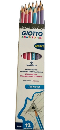 Set 12 Lápiz Triangular Grafito Giotto Premium Hb N°2