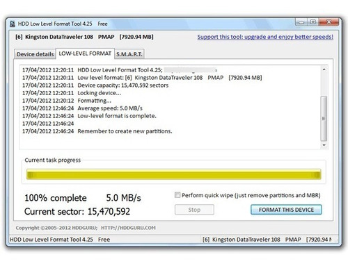 Imagen 4 de 5 de Herramienta Para Formatos En Bajo Nivel De Disco Duro Y Usb