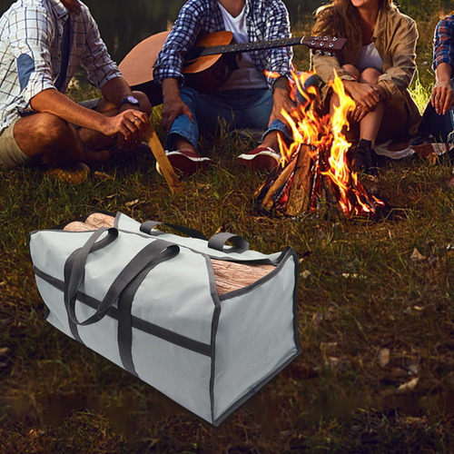 Portador De Leña Para Chimenea, Bolsa Para Troncos De Gris