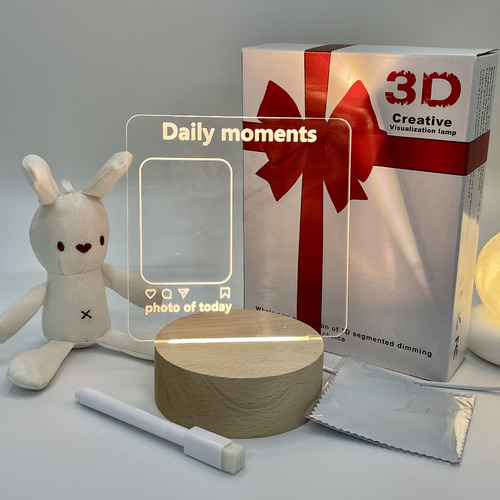 Lámpara Usb Monocromática Base Madera 13 Cm