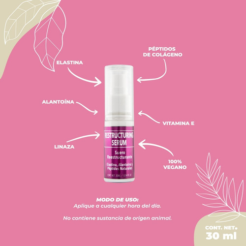 Serum Facial Reestructurante + Colageno + Vitamina E Prettan