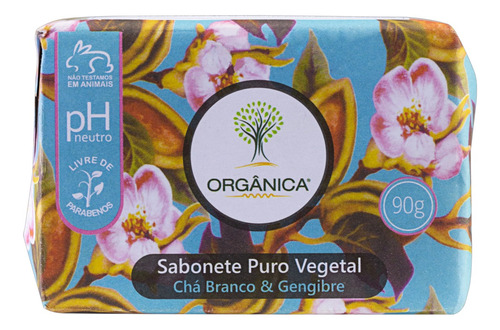 Sabonete Barra Puro Vegetal Chá Branco & Gengibre Orgânica Envoltório 90g