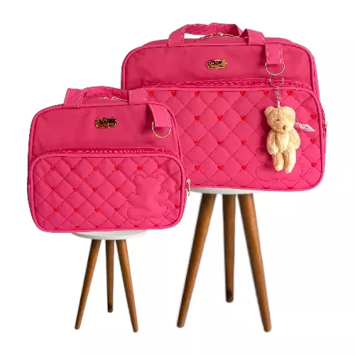 Kit Bolsa Maternidade 4 Peças Rosa Bebe Menina Nene