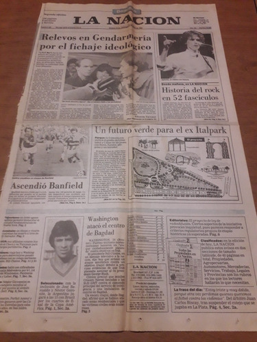 Tapa Diario La Nación 27 06 1993 Spinetta Italpark Banfield 