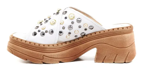 Sandalia Zueco Tachas Mujer Taco Plataforma Savage Moda Kw 38.990