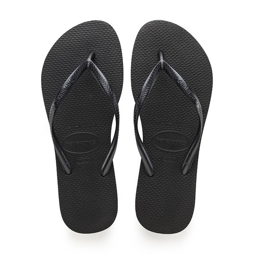 Ojotas Havaianas Slim Color Negro Con Tira Fina Para Mujer