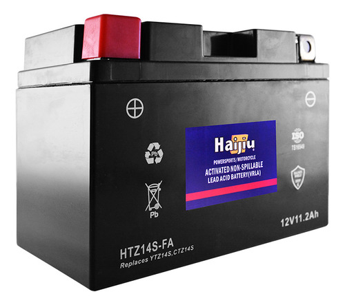 Imagen 2 de 9 de Batería Moto Haijiu Htz14s-fa Agm Gel Libre Mantenimiento