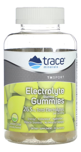 Trace Minerals Gomitas Con Electrolitos 263 Mg 90 Gom Sabor Lima-limon
