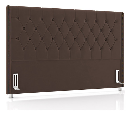 Cabeceira Cama Box Casal 140cm Estofada Frizza Veludo Marrom