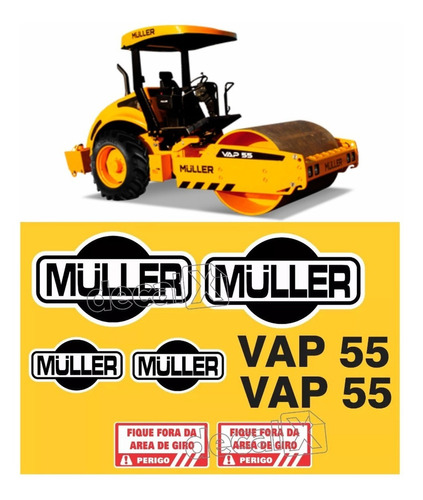 Kit Adesivos Rolo Compactador Compatível Com Muller Vap 55 Cor ADESIVO EMBLEMA GRÁFICO VAP55