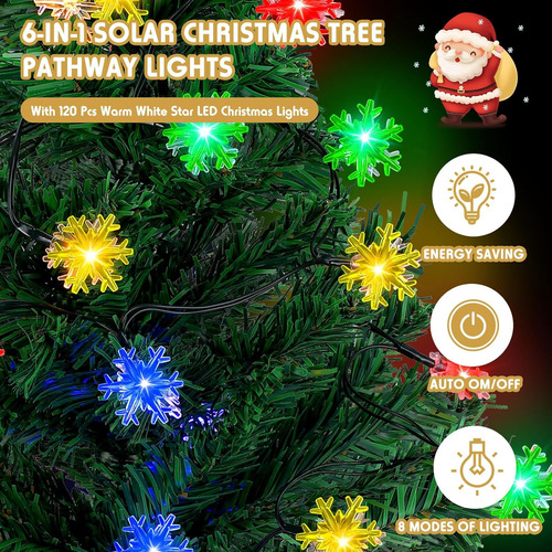 Retisee Paquete De 6 Luces Solares Para Árbol De Navidad, De
