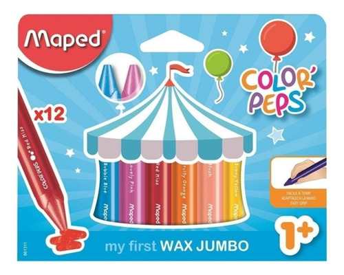 Crayones Maped Color Peps Baby Cera Jumbo X12 Dibujo Colorea