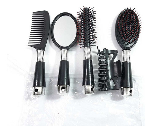 Kit Cepillos X5 Peine Neumático Brushing Espejo Broche Pack 