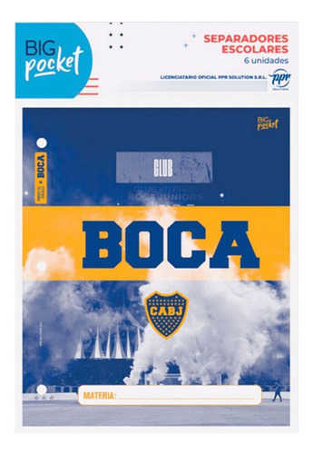 Separadores De Materia Escolar N3 X6 Boca Juniors Big Pocket