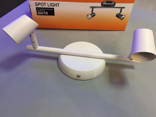 Spot Doble Dicroica Nickel O Blanco Para 2 Lamparas Gu10