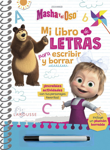 Masha y el Oso. Mi libro de letras para escribir y borrar, de Ediciones Larousse. Editorial Larousse, tapa blanda en español, 2022