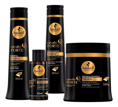 Haskell Cavalo Forte - Shampoo Cond Máscara 500g + Complexo 