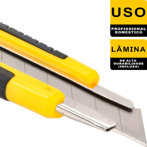 Estilete retrátil Fertak Estilete Profissional 18mm cor amarelo/preto - 1 unidade