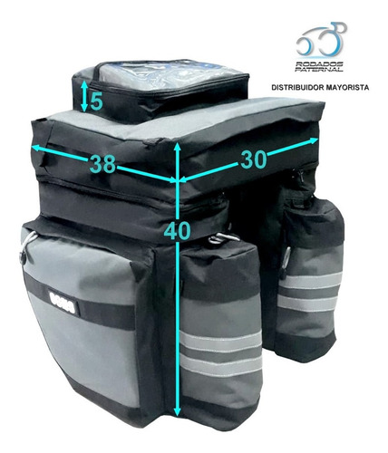 Imagen 2 de 7 de Alforja Bolso Para Bicicleta Ongs Monovolumen 70 Ltrs Viaje