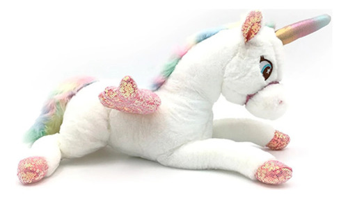 Unicornio De Peluche Con Alas Multicolor Con Lentejuelas 