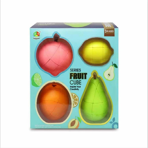 Pack X4 Frutas Cubos Rubik Fanxin Pera 3x3 Durazno Naranja