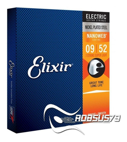 Imagem 2 de 7 de Encordoamento Guitarra 7 Cordas Elixir 12007 Nanoweb 09-52