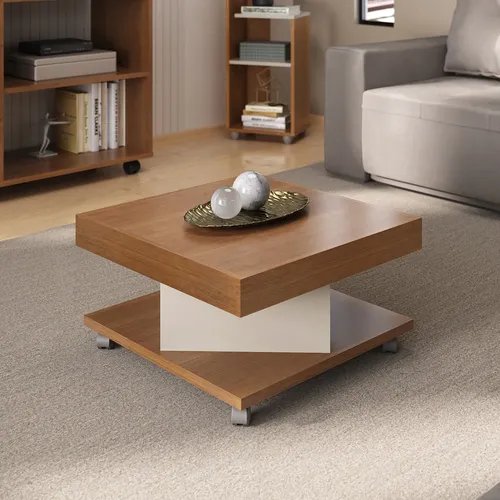 Mesa De Centro Com Rodízio Quadrada Saara Wt
