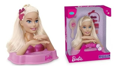 Boneca Busto Barbie Styling Head Fala Frases Maquiagem Unhas