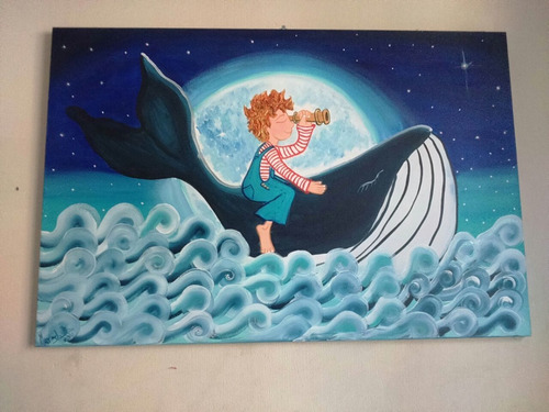 Pintura Cuadro Acrílico Naif Para Niños 60x80cm