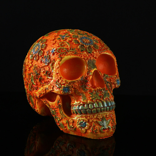 Adorno De Resina De Flor De Ciruelo De Calavera Halloween