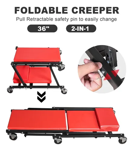 Creeper Automotriz Plegable Rolling, Movilidad Y Confort