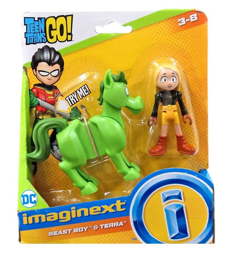 Conjunto Mini Bonecos Imaginext - Boneca Menina Terra E Cavalo Verde Mutano - Jovens Titãs - Fisher Price Brinquedos