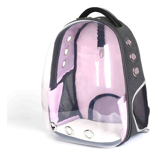 Mochila Pet Visão Panorâmico Astronauta Cachorro Gato Cão Cor Rosa