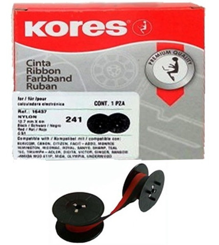 Cinta Para Calculadora Nylon Kores 241 Pieza Negro/rojo