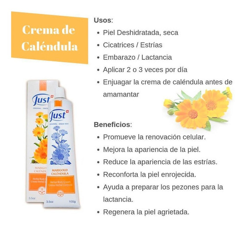 Imagen 8 de 8 de Crema Calendula 100g Swiss Just Producto Original