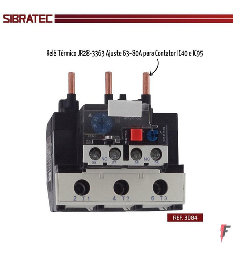 Imagem 2 de 4 de Rele Termico Sibratec 63 A 80a 3084